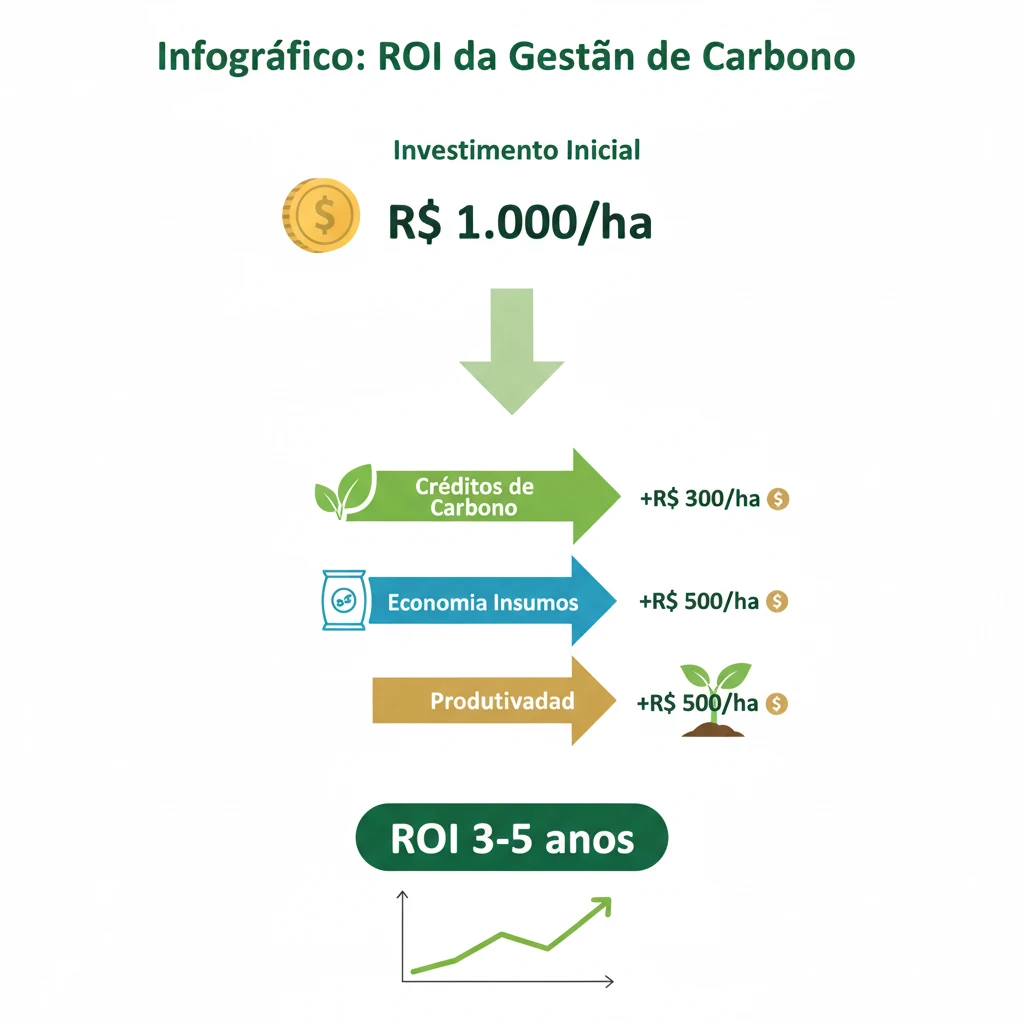 Gráfico de retorno sobre investimento (ROI) em práticas de gestão de carbono